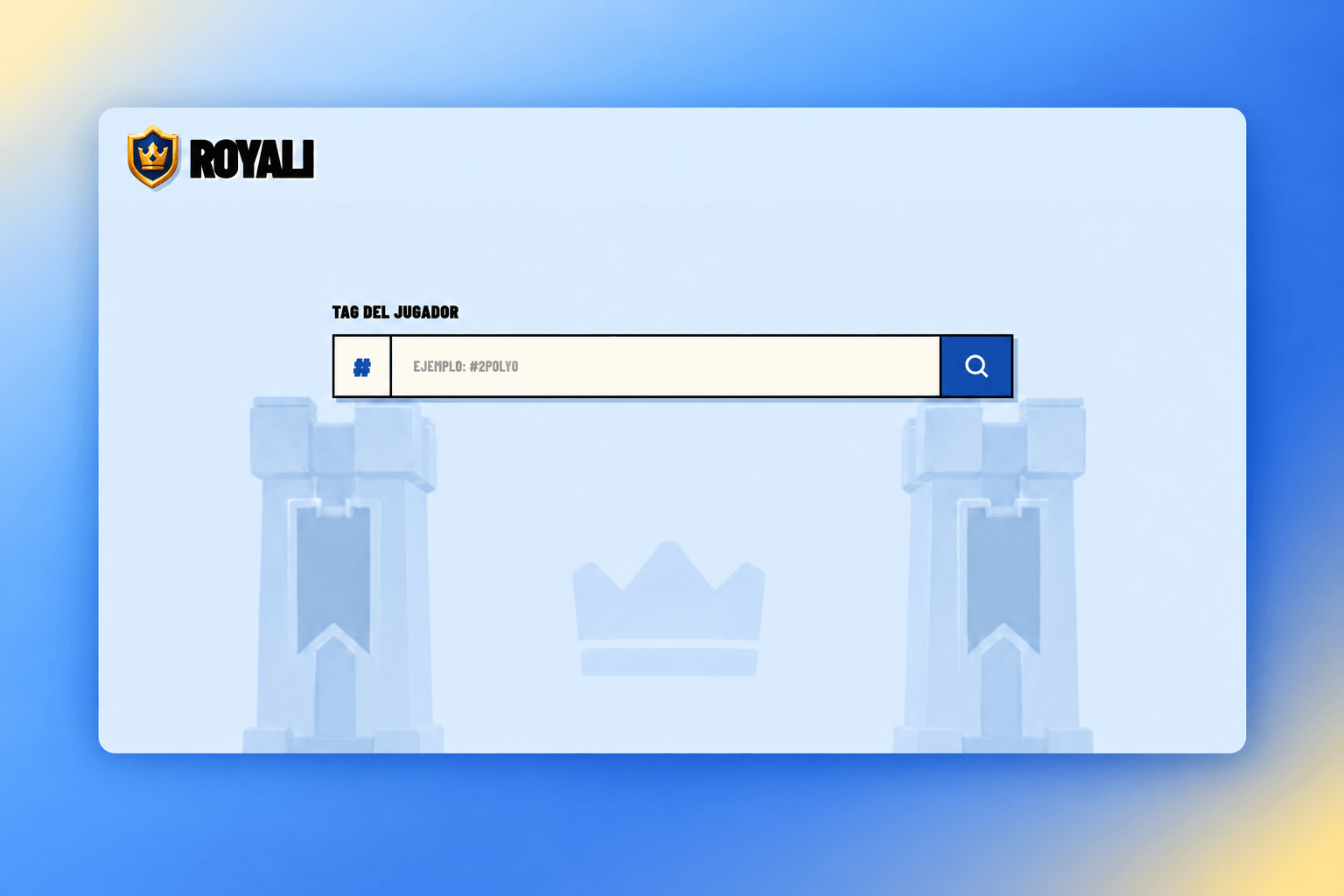 Página de inicio de Royali con el buscador por tag de jugador